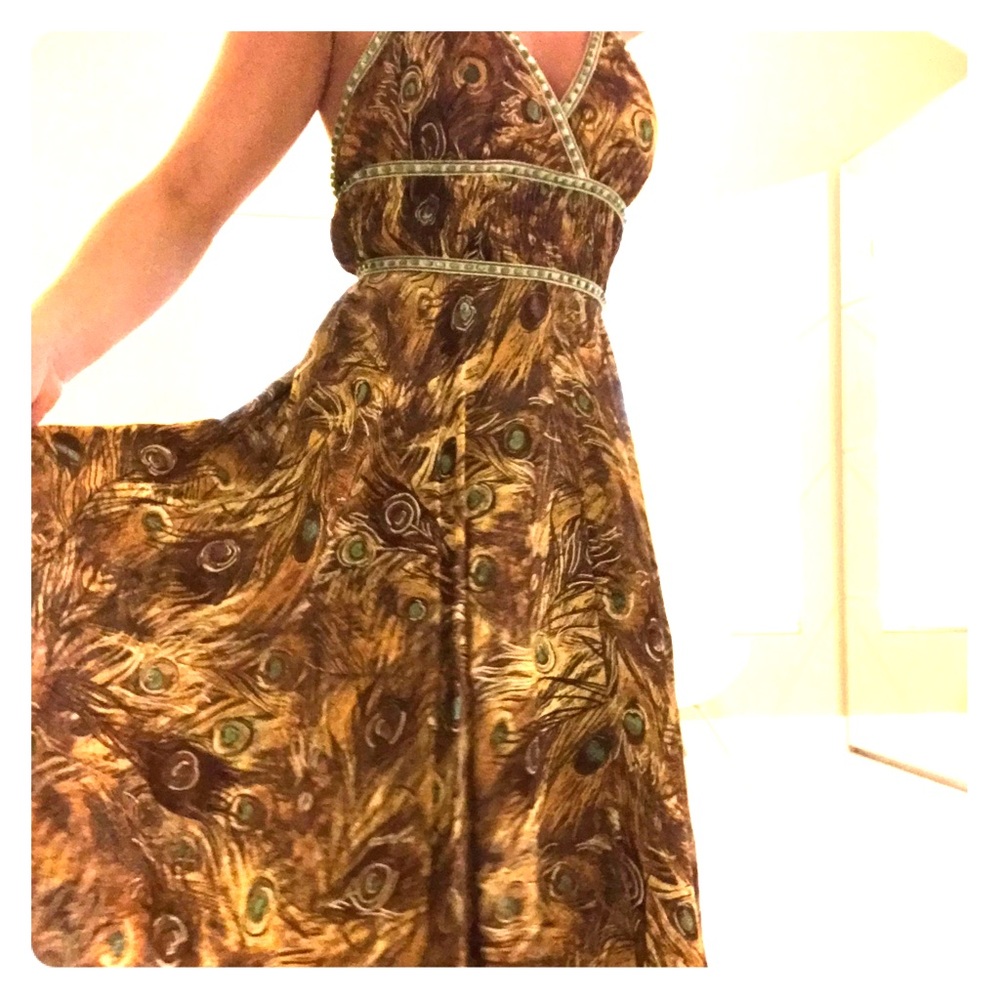 Phoebe Couture Peacock Print Dress - 2 - BNWT